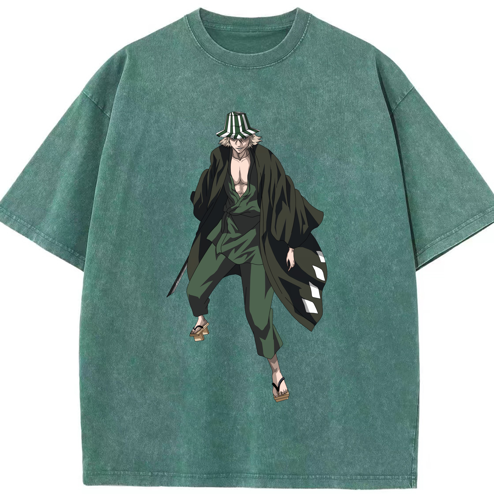 （画像用） "ブリーチ 浦原 喜助（うらはら きすけ） BLEACH Urahara Kisuke " 綿100% ヴィンテージ風 半袖Tシャツ（フロントプリント）
